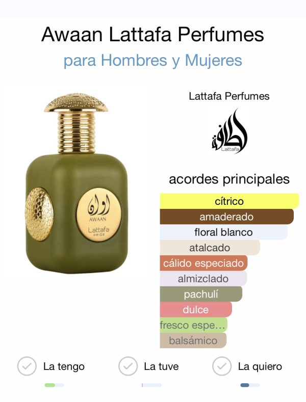 Awaan Gold Eau De Parfum Spray para Unisex, 3.4 - Imagen 6